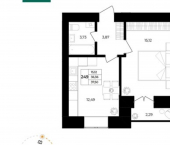 1-комн, 38 кв м, этаж 11/12 Ленинградский проспект