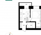 1-комн, 29 кв м, этаж 2/12 Ленинградский проспект