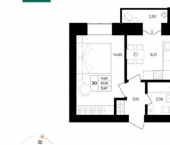 1-комн, 32 кв м, этаж 2/12 Ленинградский проспект