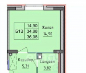 1-комн, 36кв м, этаж 8/10 ул Мирная, 4