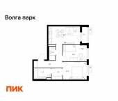 2-комн, 55 кв м, этаж 13/17 район Сокол, 1-й микрорайон, ЖК Волга Парк