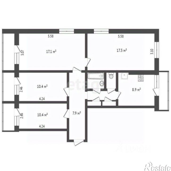 3-комн квартира