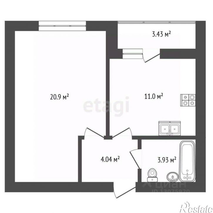 1-комн квартира в новом доме