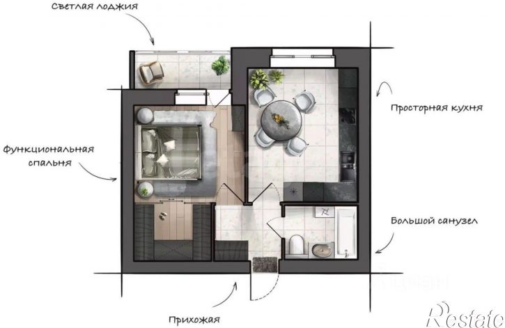 1-комн квартира в новом доме