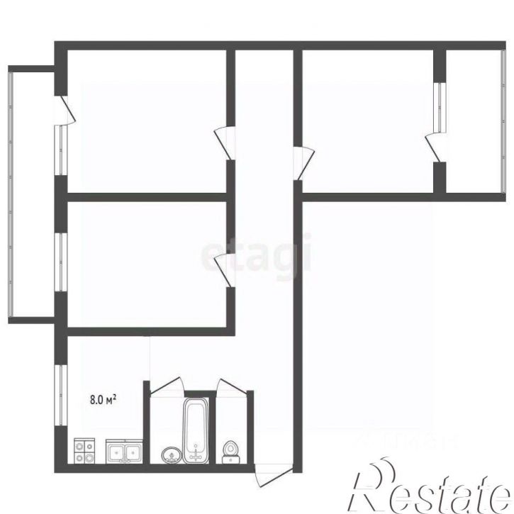 3-комн квартира улица Труфанова, 21 к2,  д. 21 к2
