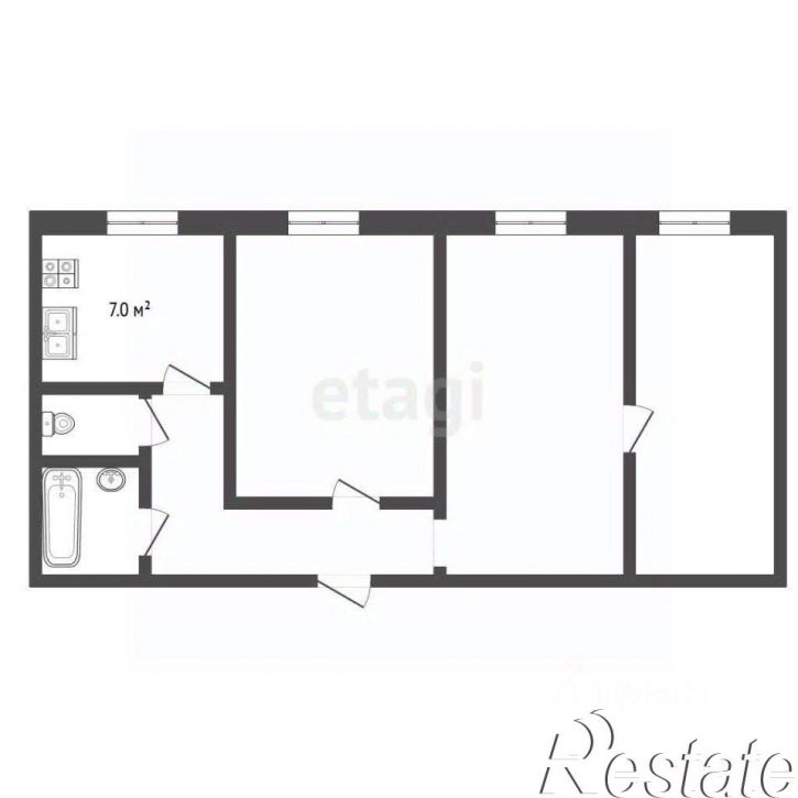 3-комн квартира улица Громова, 52 к2,  д. 52 к2