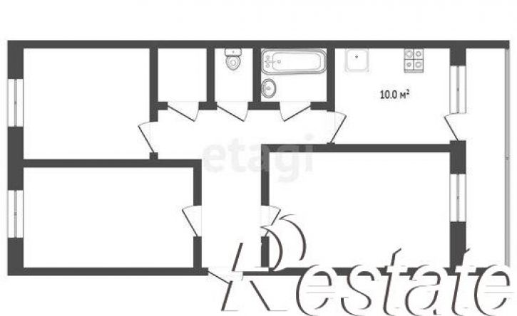 3-комн квартира улица Космонавтов, 7,  д. 7